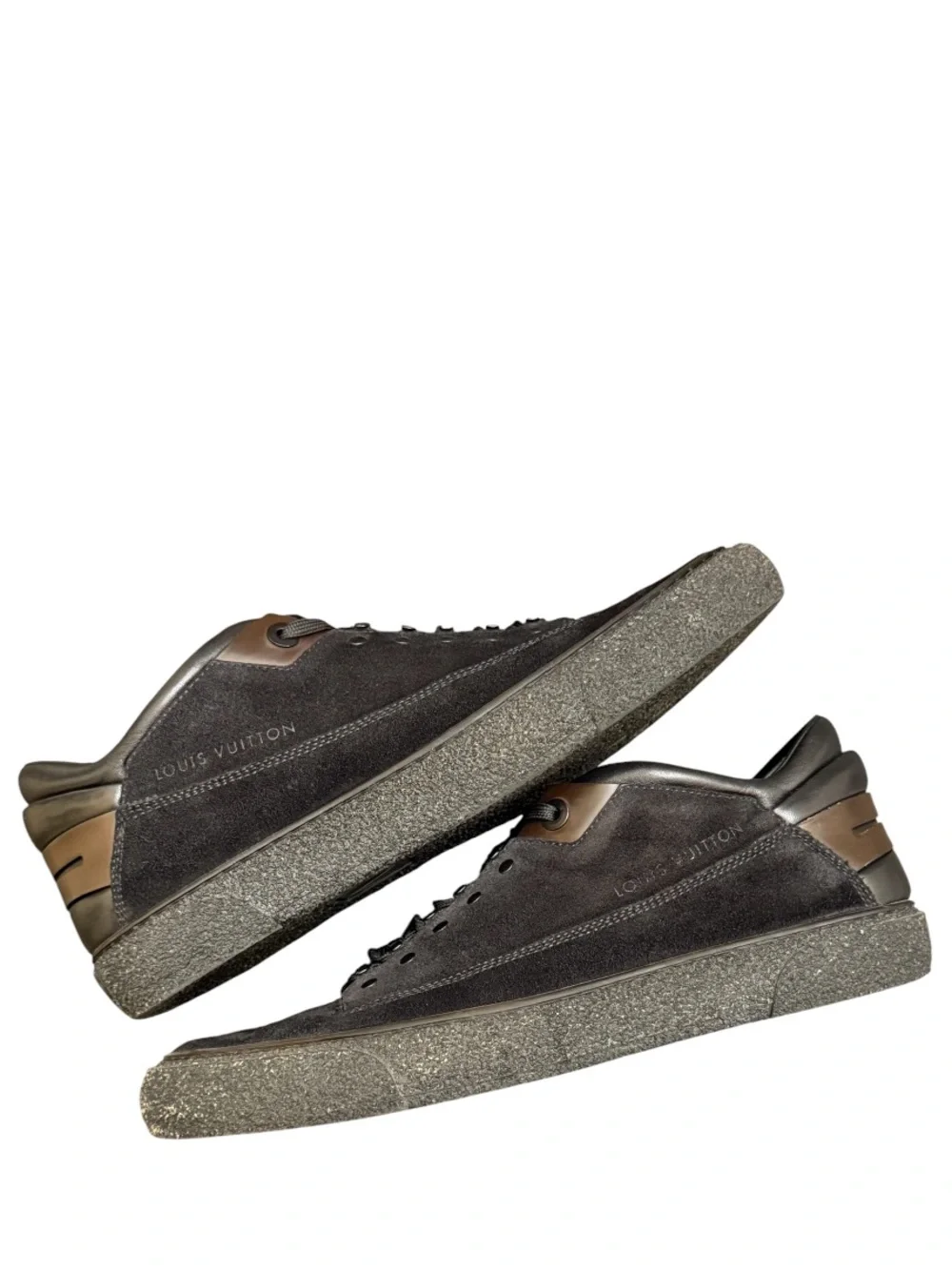 LOUIS VUITTON - BLACK SUEDE LEATHER  “RUGGED” LOW TOP SNEAKERS